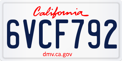 CA license plate 6VCF792