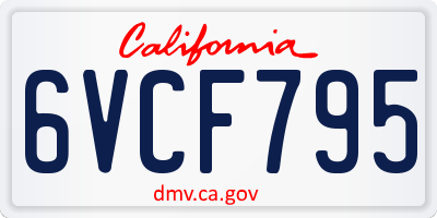 CA license plate 6VCF795