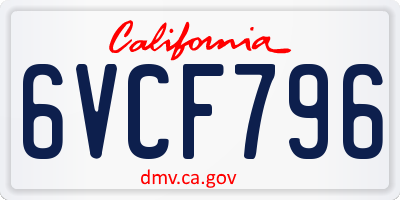 CA license plate 6VCF796