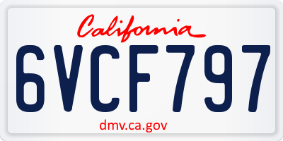 CA license plate 6VCF797