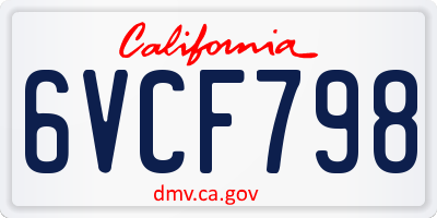 CA license plate 6VCF798