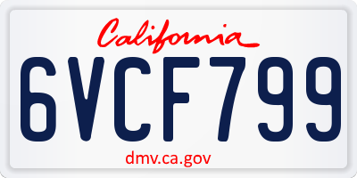 CA license plate 6VCF799