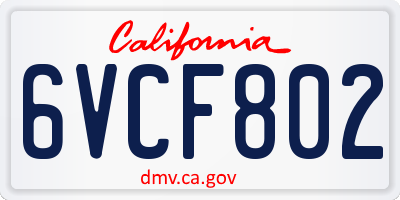 CA license plate 6VCF802