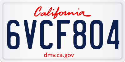 CA license plate 6VCF804