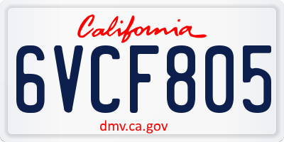 CA license plate 6VCF805