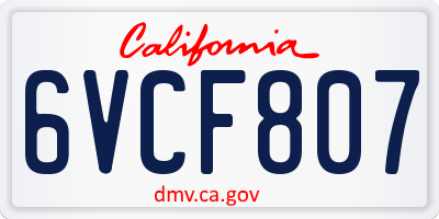 CA license plate 6VCF807