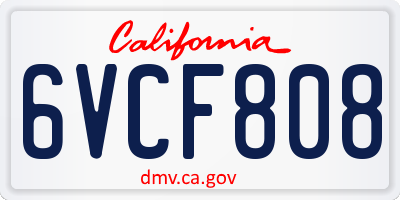CA license plate 6VCF808