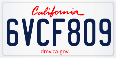 CA license plate 6VCF809