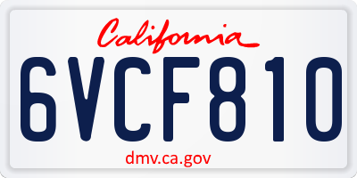 CA license plate 6VCF810