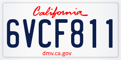 CA license plate 6VCF811