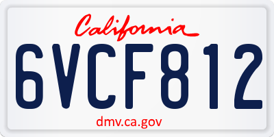 CA license plate 6VCF812