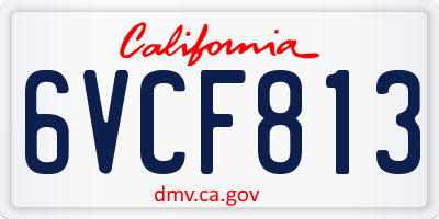 CA license plate 6VCF813