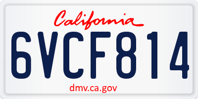 CA license plate 6VCF814