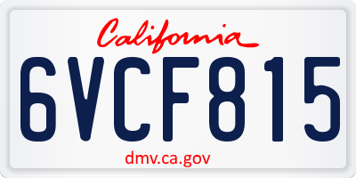 CA license plate 6VCF815