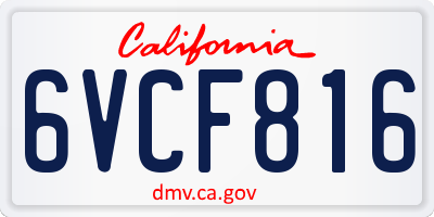 CA license plate 6VCF816