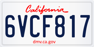 CA license plate 6VCF817