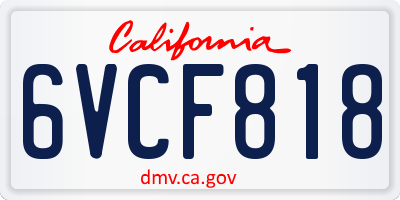 CA license plate 6VCF818