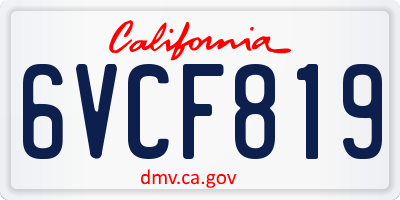 CA license plate 6VCF819
