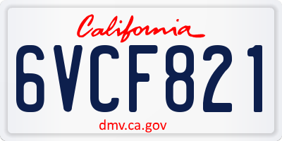 CA license plate 6VCF821
