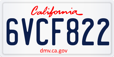CA license plate 6VCF822