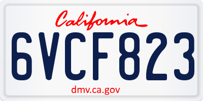 CA license plate 6VCF823