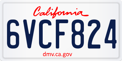 CA license plate 6VCF824
