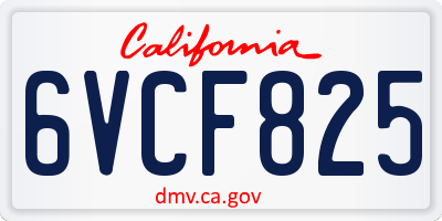 CA license plate 6VCF825
