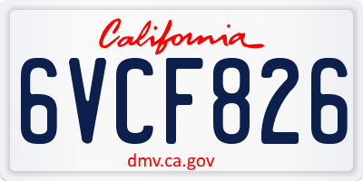 CA license plate 6VCF826