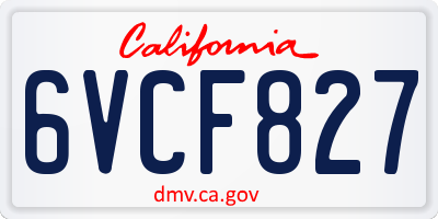 CA license plate 6VCF827