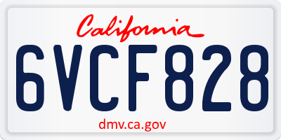CA license plate 6VCF828