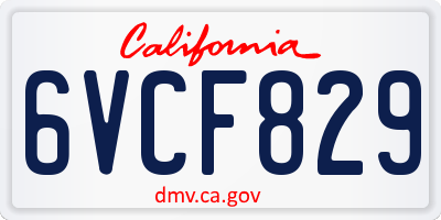 CA license plate 6VCF829