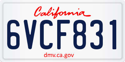 CA license plate 6VCF831