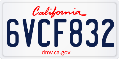 CA license plate 6VCF832