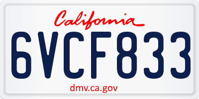 CA license plate 6VCF833