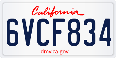 CA license plate 6VCF834