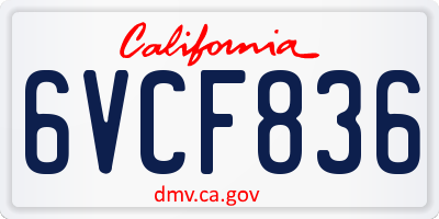 CA license plate 6VCF836