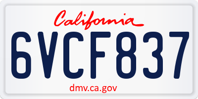 CA license plate 6VCF837