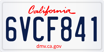 CA license plate 6VCF841