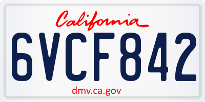 CA license plate 6VCF842