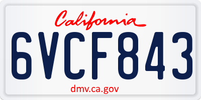 CA license plate 6VCF843