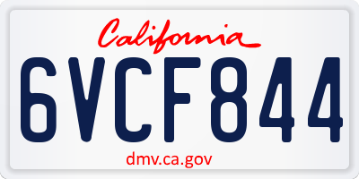 CA license plate 6VCF844