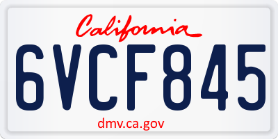 CA license plate 6VCF845