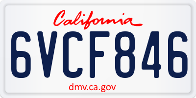 CA license plate 6VCF846