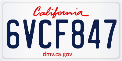CA license plate 6VCF847