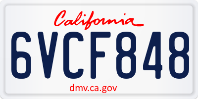 CA license plate 6VCF848
