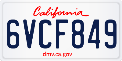 CA license plate 6VCF849