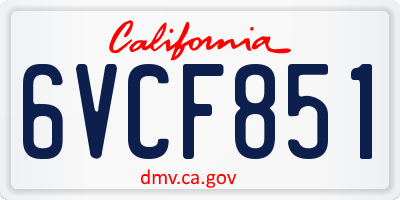 CA license plate 6VCF851
