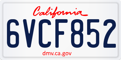 CA license plate 6VCF852