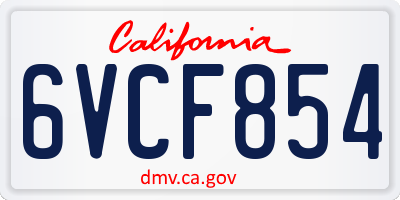 CA license plate 6VCF854