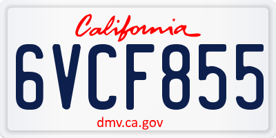 CA license plate 6VCF855